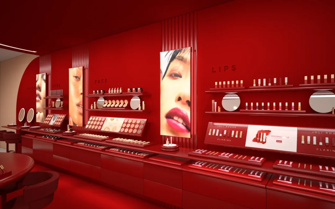 CLARINS MAKE-UP — Iconic Red, un design immersif où le rouge devient matière